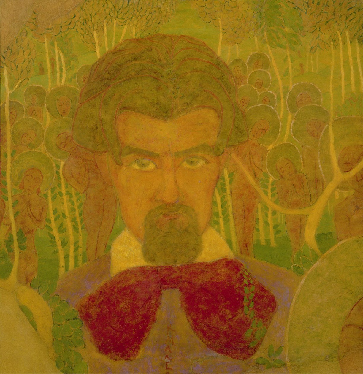 Selvportrett, studie for en fresco, 1907 (tempera på kort) av Kazimir Severinovich Malevich