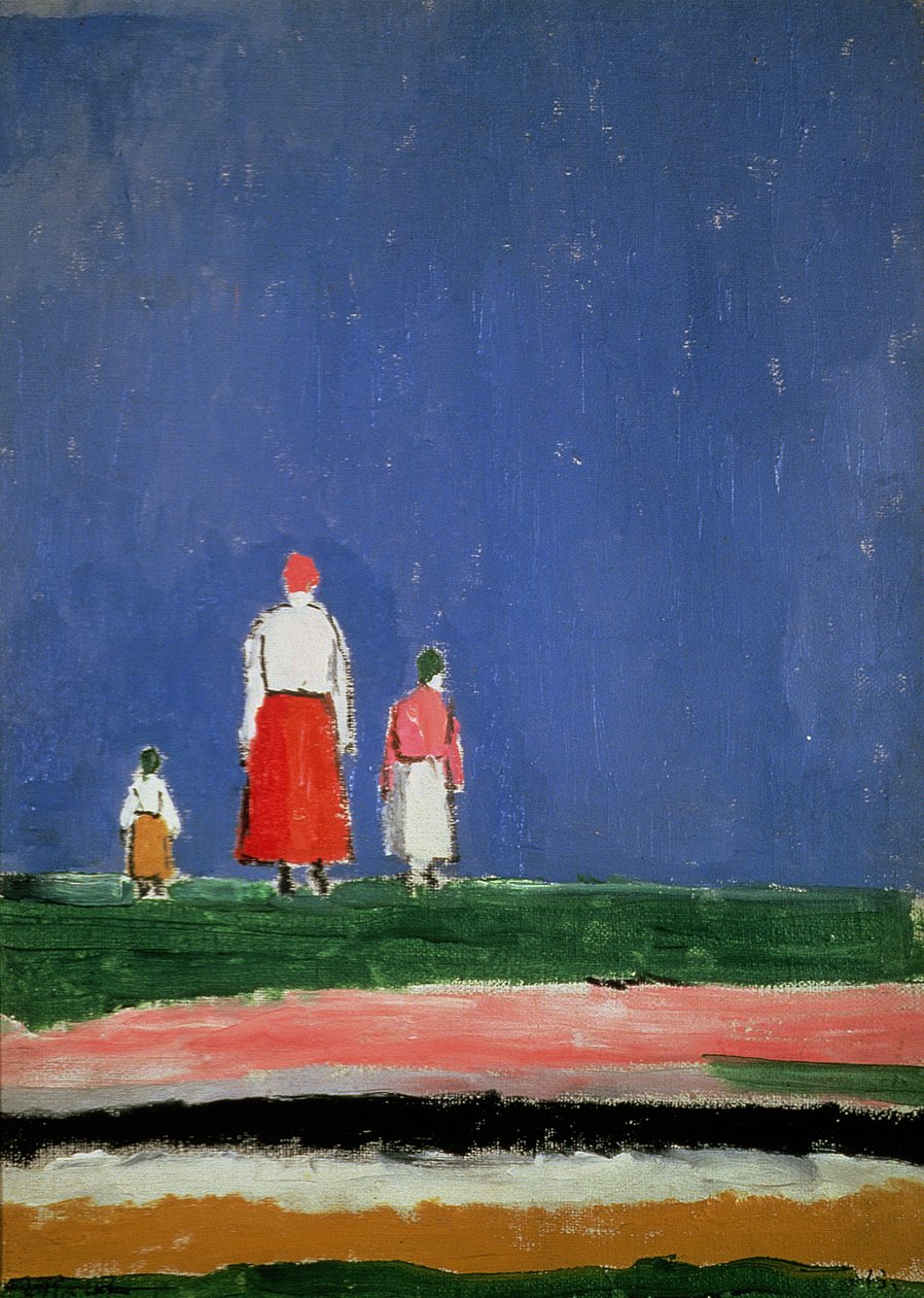 Tre figurer, 1913-28 av Kazimir Severinovich Malevich