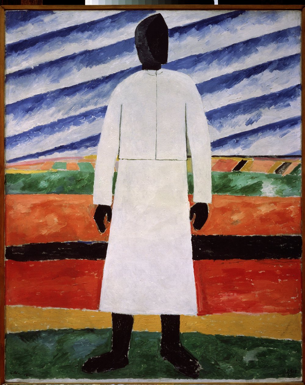 Bondekone med det svarte ansiktet. Maleri av Kasimir Severinovich Malevich (Malevich, Malevic) (1878-1935), olje på lerret av Kazimir Severinovich Malevich
