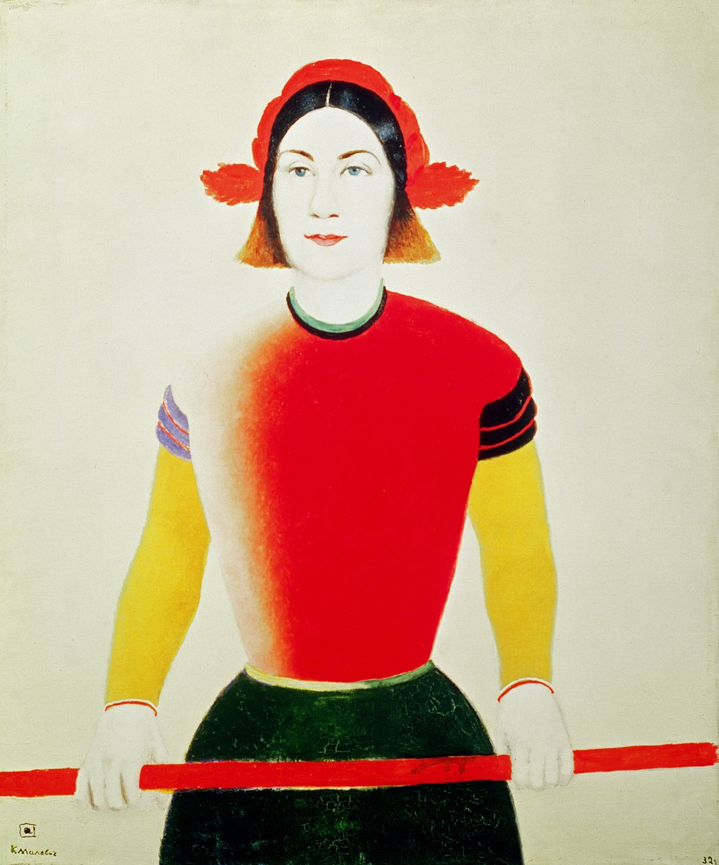Jente med en stang (olje) av Kazimir Severinovich Malevich