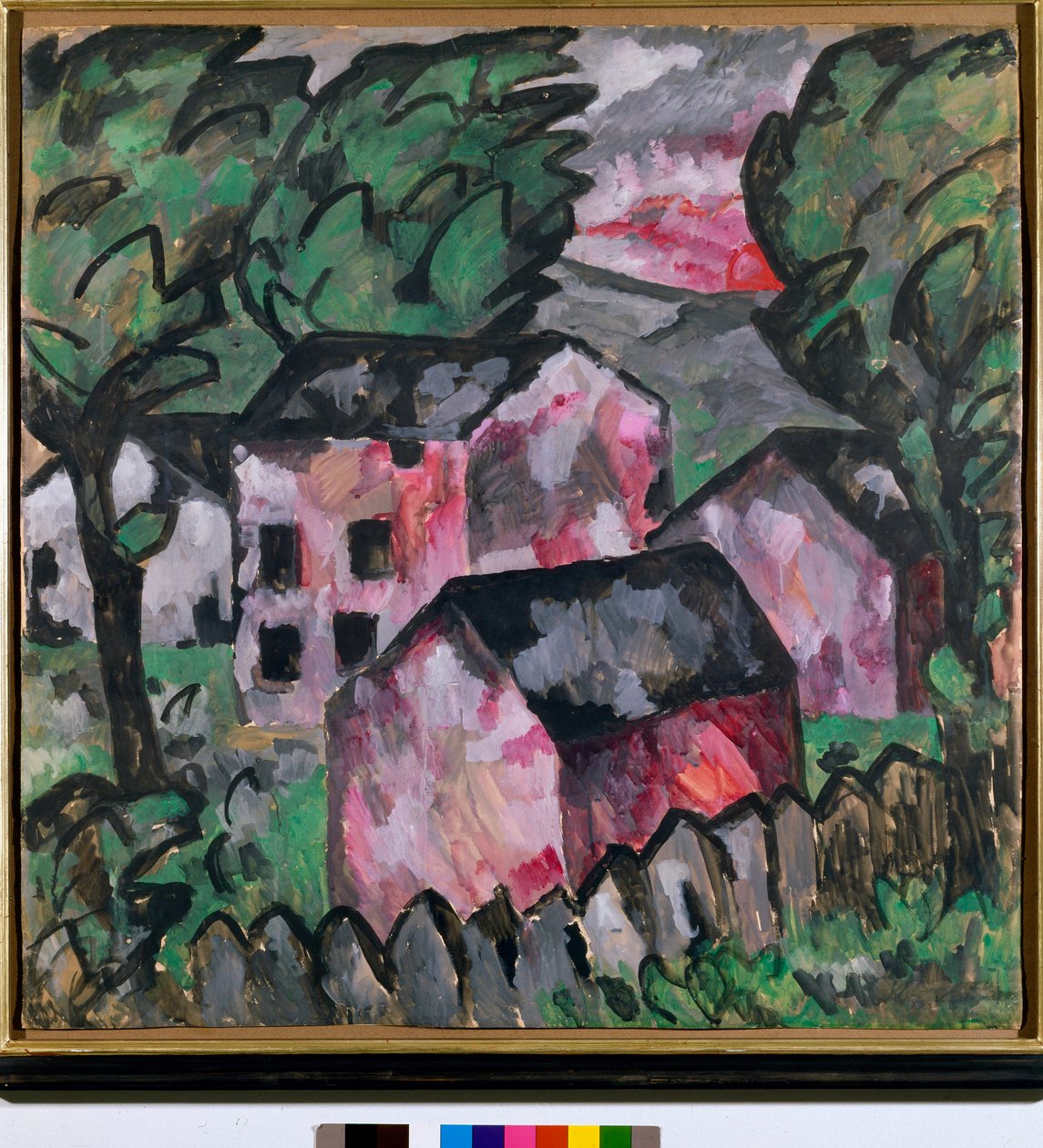 Landskap med røde hus Maleri av Kazimir Severinovich Malevich (Malevich, Malevich) (1878-1935) Søn 107x106 cm 1910 Søn Kunstmuseum Bale av Kazimir Severinovich Malevich