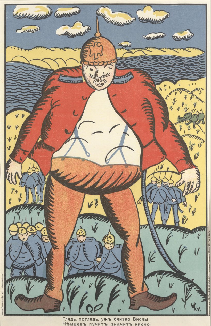 "Se, se, i nærheten av Vistula. De tyske magene hovner opp. Så de føles ikke så bra" av Kazimir Severinovich Malevich
