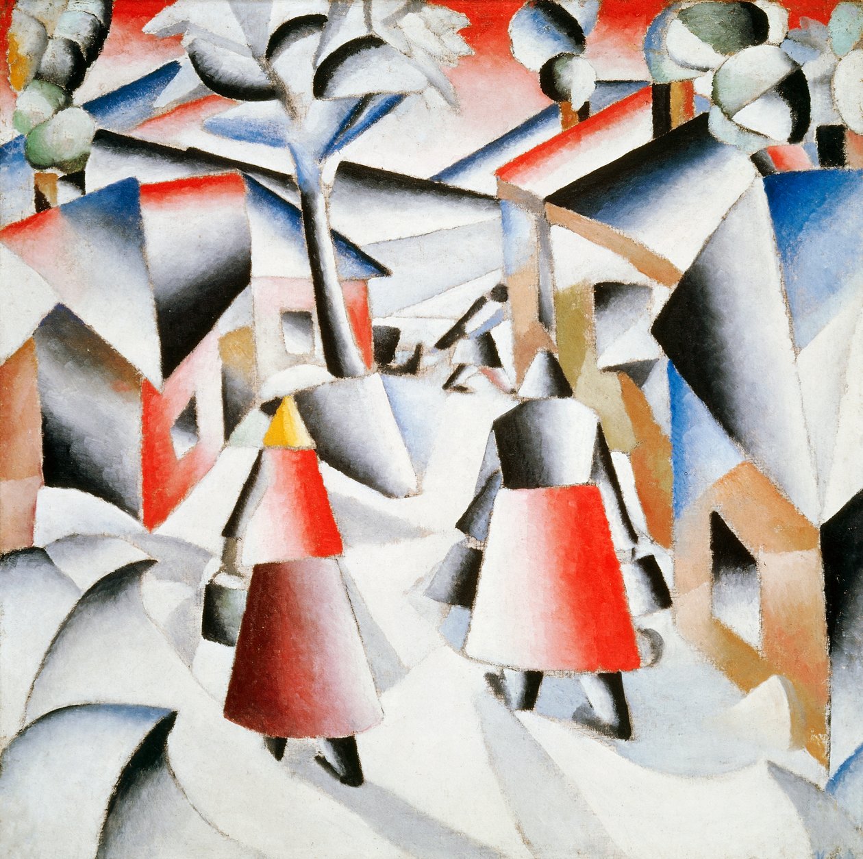 Morgen i landsbyen etter snøstorm av Kazimir Severinovich Malevich