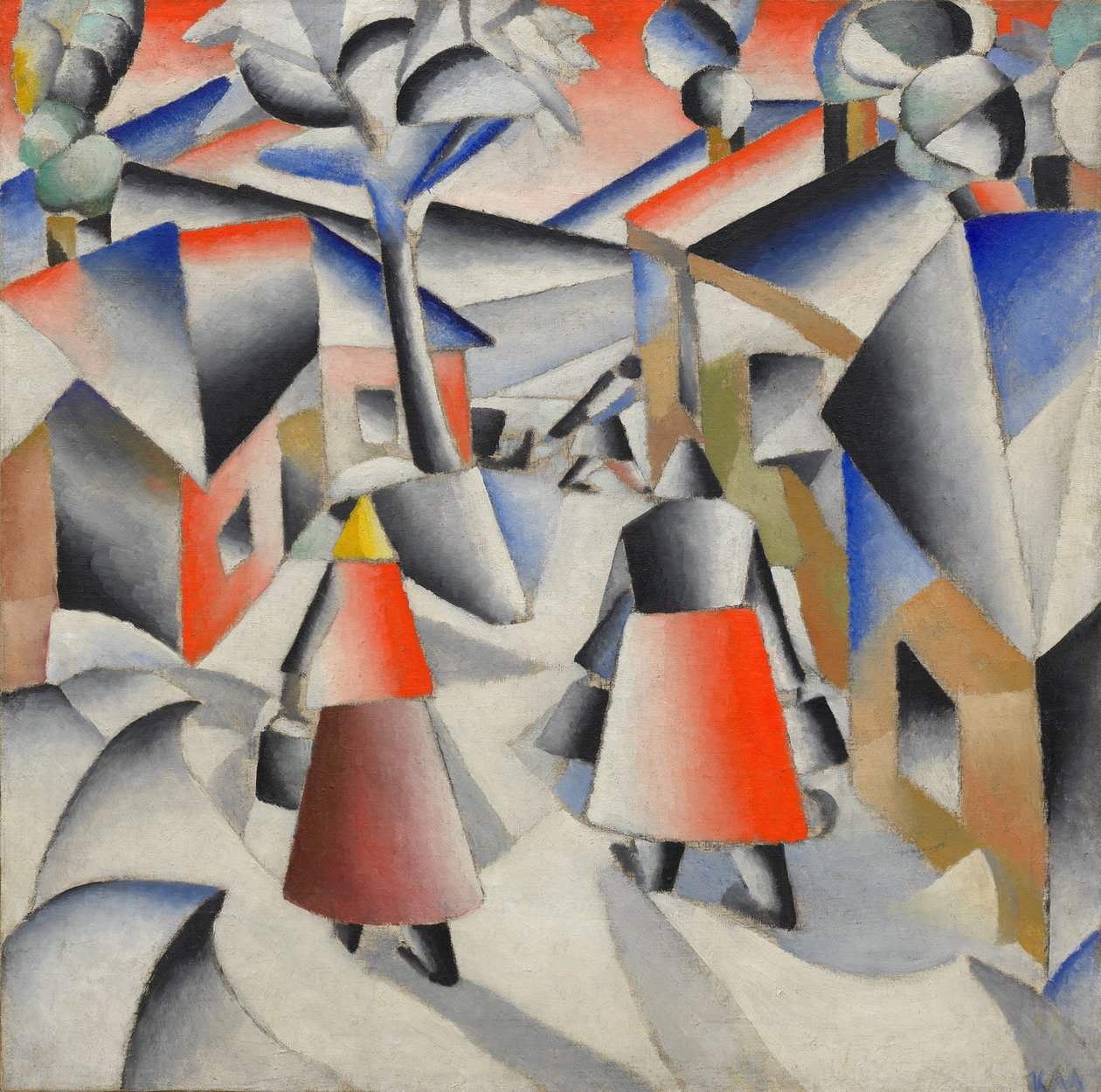 Morgen i landsbyen etter snøstorm av Kazimir Severinovich Malevich