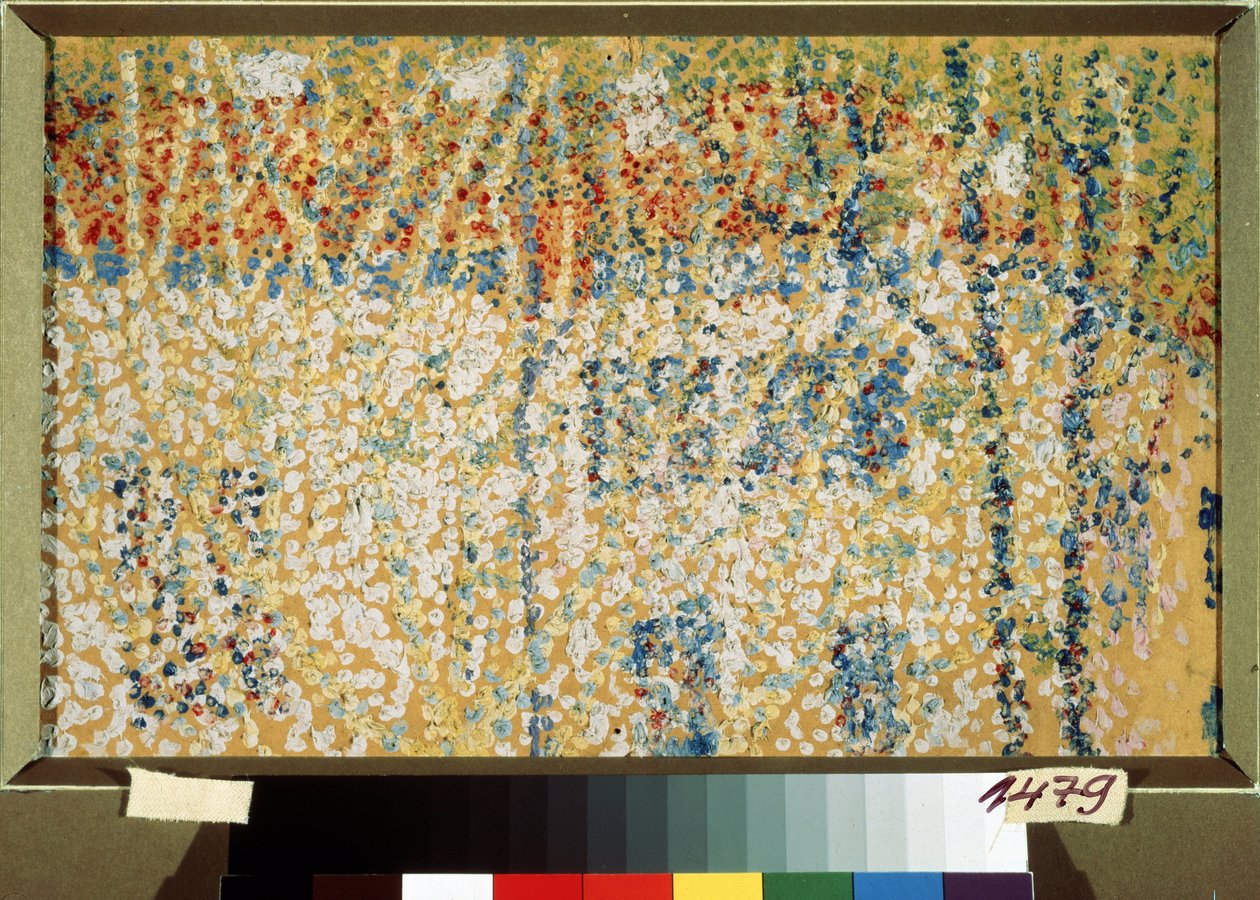 Landskap (Landskap). Verk av Kasimir Severinovich Malevich (Malevich, Malevic) (1878-1935), olje på papp av Kazimir Severinovich Malevich