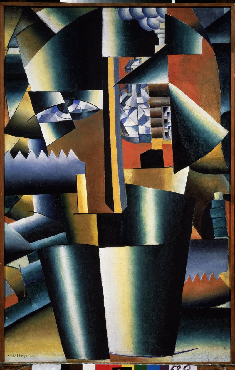 Portrett av Ivan Klyun (Kliun) (Ivan Klioune) (1873-1943) (Portrett av Ivan Klyun) - Maleri av Kasimir Severinovich Malevich (Malevich, Malevic) (1878-1935), olje på lerret av Kazimir Severinovich Malevich