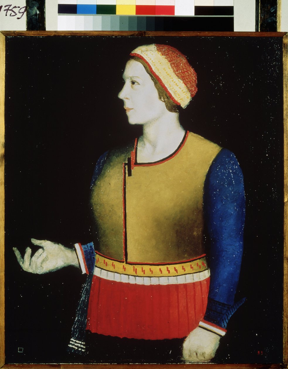 Portrett av kunstnerens kone. Maleri av Kasimir Severinovich Malevich (Malevich, Malevic) (1878-1935), olje på lerret av Kazimir Severinovich Malevich