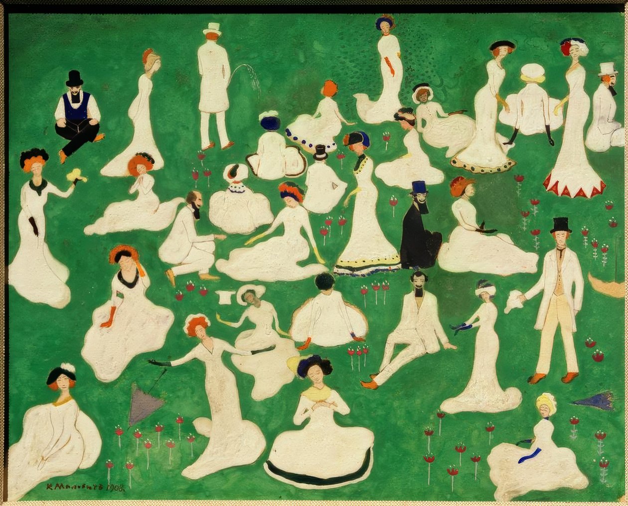 Rast (selskap med topphatter) av Kazimir Severinovich Malevich