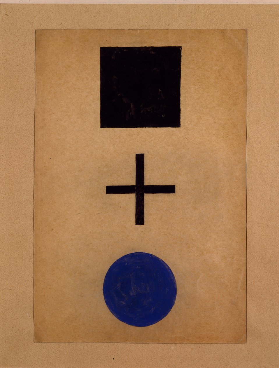 Suprematisme: firkant, kors, sirkel Gouache-maleri av Kazimir Malevich (Malevich, Malevich) (1878-1935) 1919-1920 Privat samling av Kazimir Severinovich Malevich