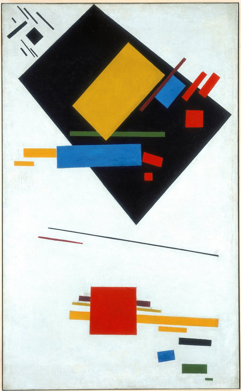 Suprematistisk maleri Svart trapes og rød firkant, 1915 av Kazimir Severinovich Malevich