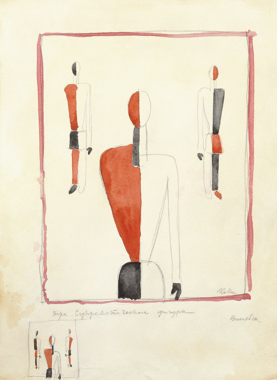 Tre suprematistiske skikkelser, ca. 1921-2 av Kazimir Severinovich Malevich