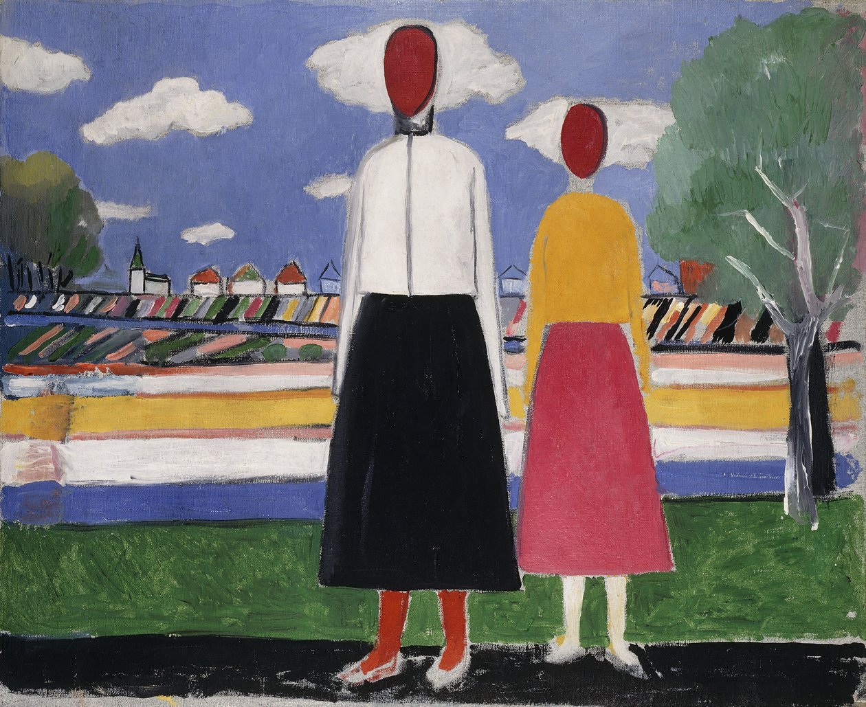 To figurer i et landskap, ca. 1931-32 av Kazimir Severinovich Malevich