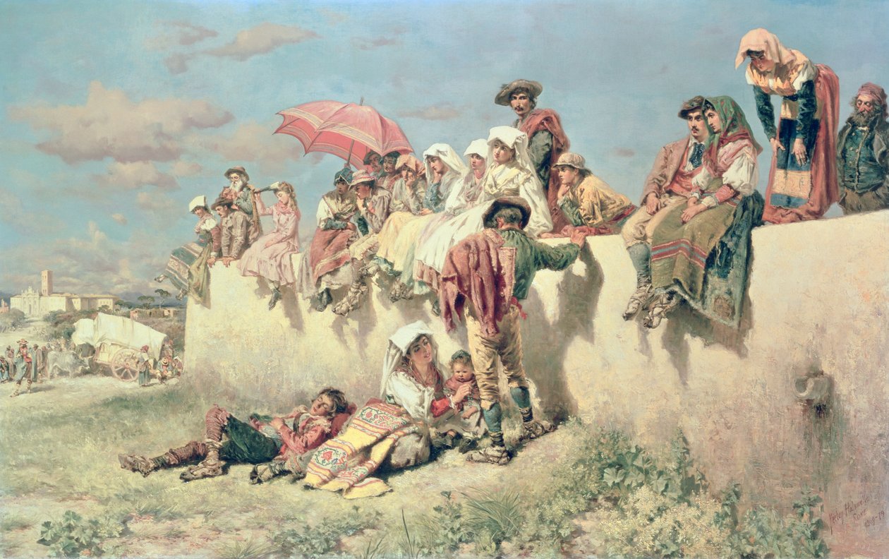 Venter på velsignelsen utenfor Roma, 1800-tallet av Keeley Halswelle
