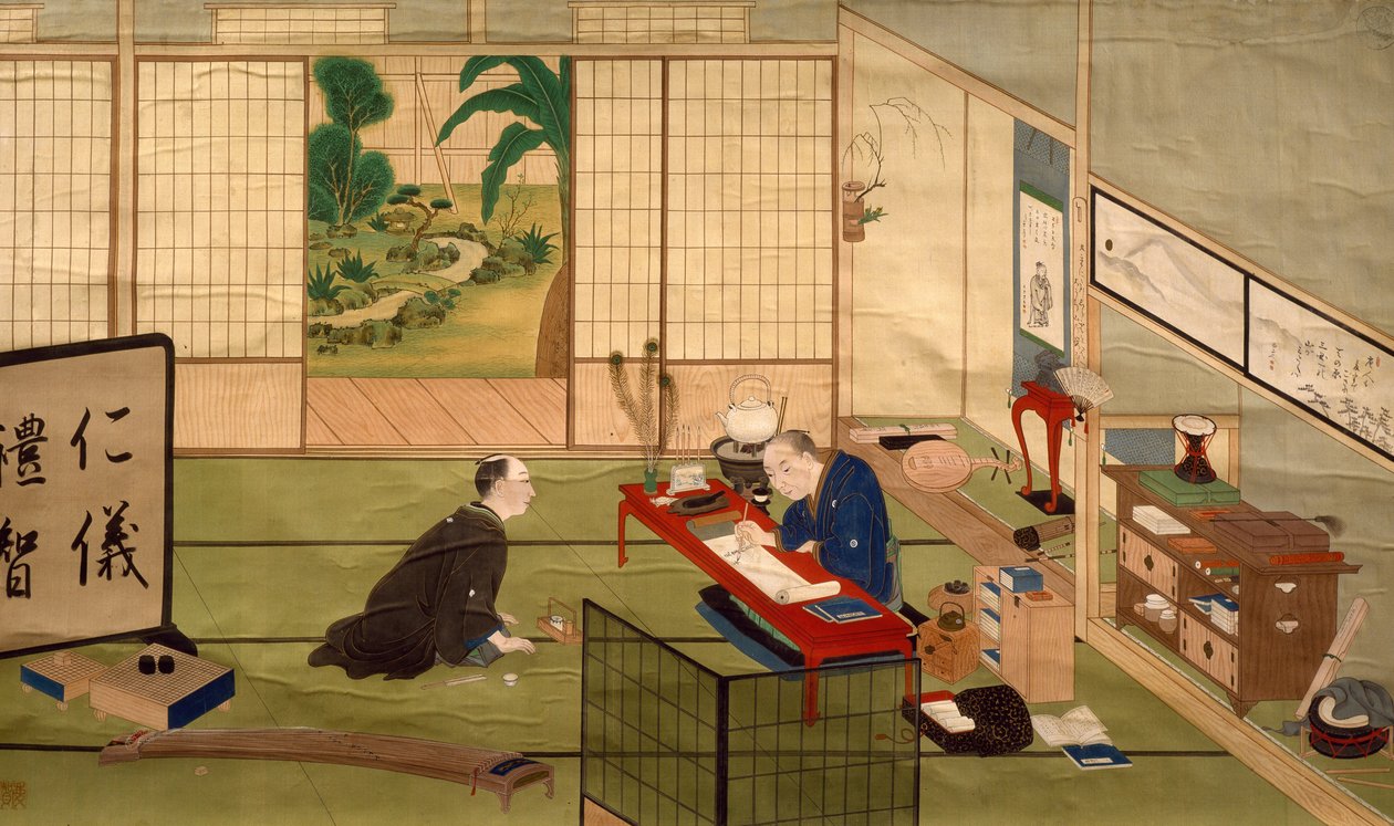 Studie av kalligraf, av Kawahara Keiga (1786-cirka 1860), akvarell, Japan, japansk sivilisasjon, begynnelsen av 1800-tallet av Keiga Kawahara