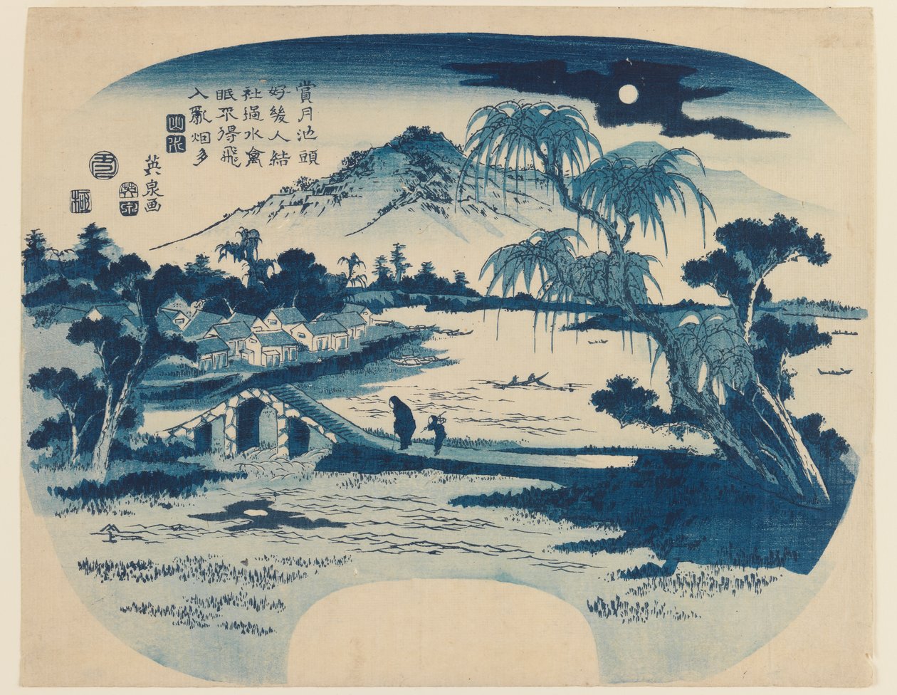 Utsikt over Shogetsu-dammen, 1829 (treblokktrykk i farger) av Keisai Eisen