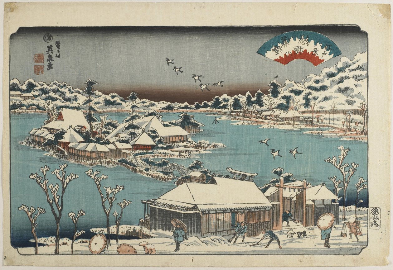 Kveldssnø ved Shinobugaoka, 1843-1847 av Keisai Eisen