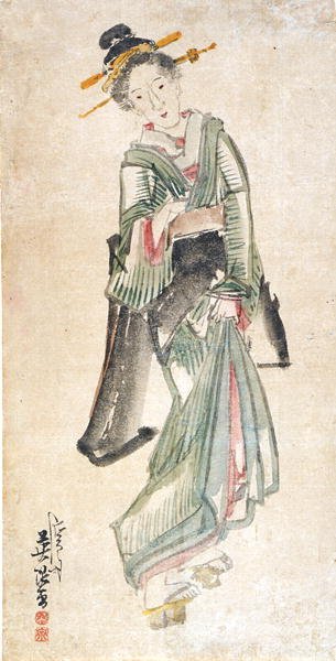Geisha (blekk og farge på papir) av Keisai Eisen