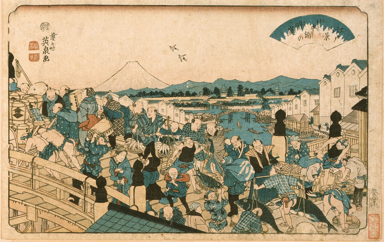 Oppklarning ved Nihonbashi-broen av Keisai Eisen