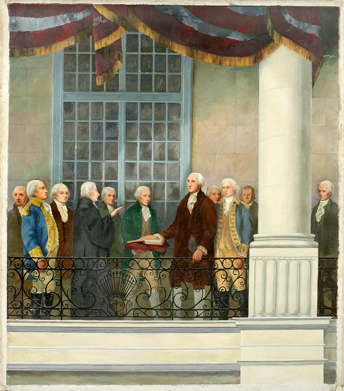 Innvielse av George Washington i Federal Hall, New York City av Keith Shaw Williams