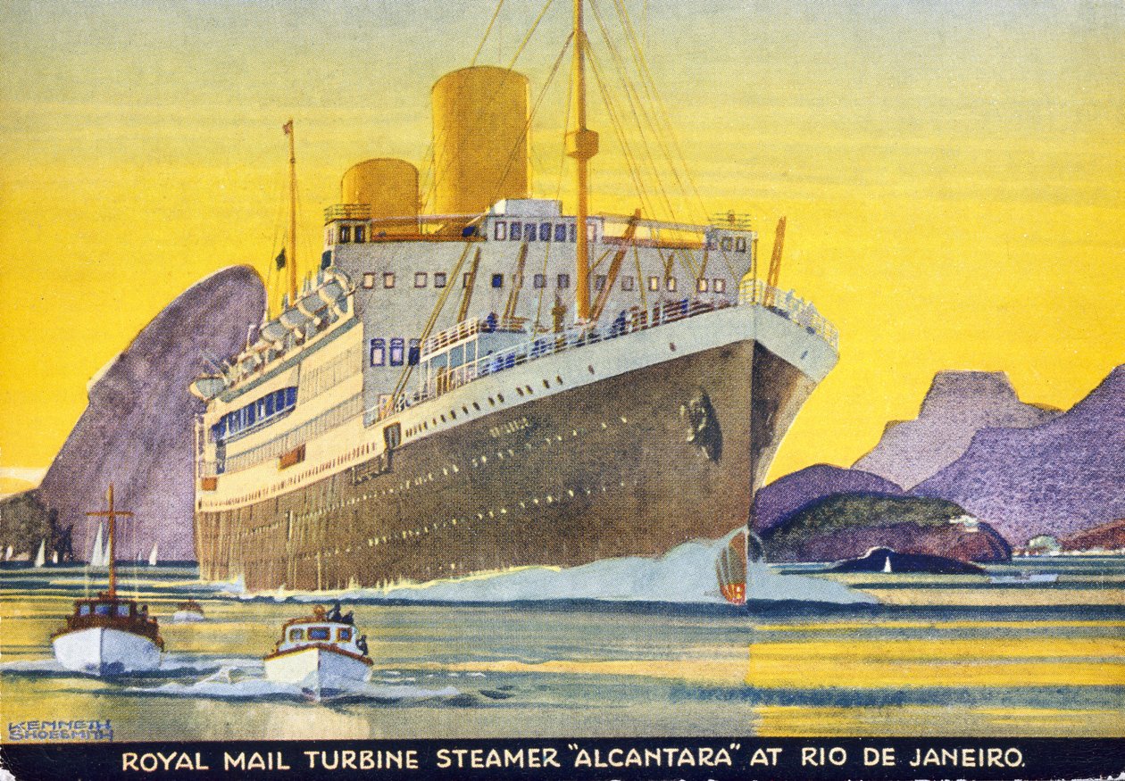 Postkort som viser Royal Mail Turbine Steamer 
