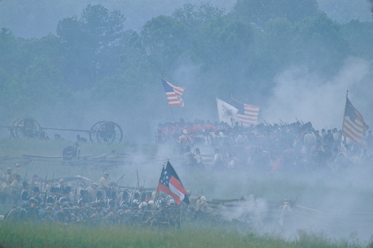 Gjenskaping av slaget ved Manassas, borgerkrigen, 2004 (bilde) av Kenneth Garrett