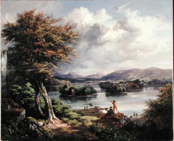 Lake of Menteith (olje på lerret) av Kenneth Macleay