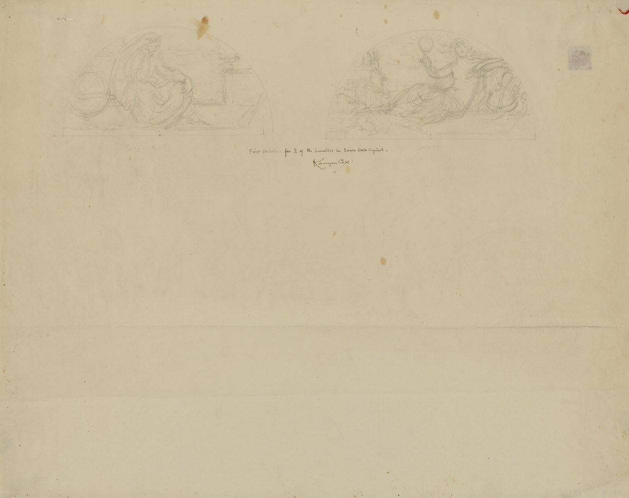 (Iowa State Capitol Rotunda) (studie for to lunetter) av Kenyon Cox