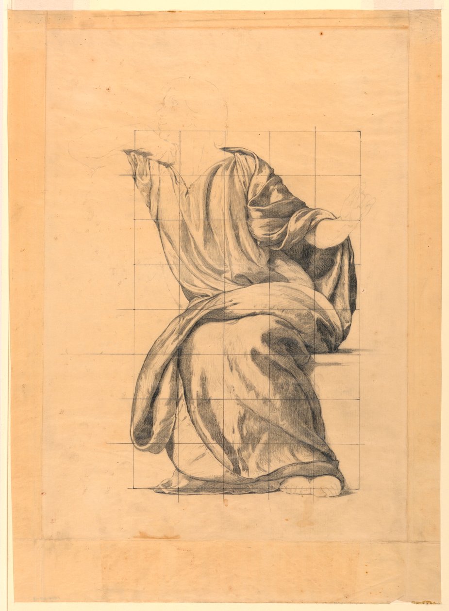 Drapery Study for Figure of Peace i "The Beneficence of the Law," veggmaleri ved Essex County Court House, Newark, New Jersey av Kenyon Cox