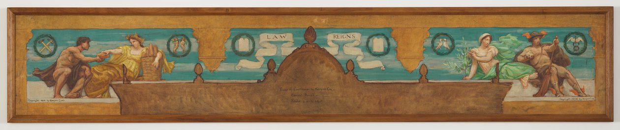 Law Reigns, studie for sentralpanelet i "The Reign of Law," Frise for lagmannsretten, New York av Kenyon Cox