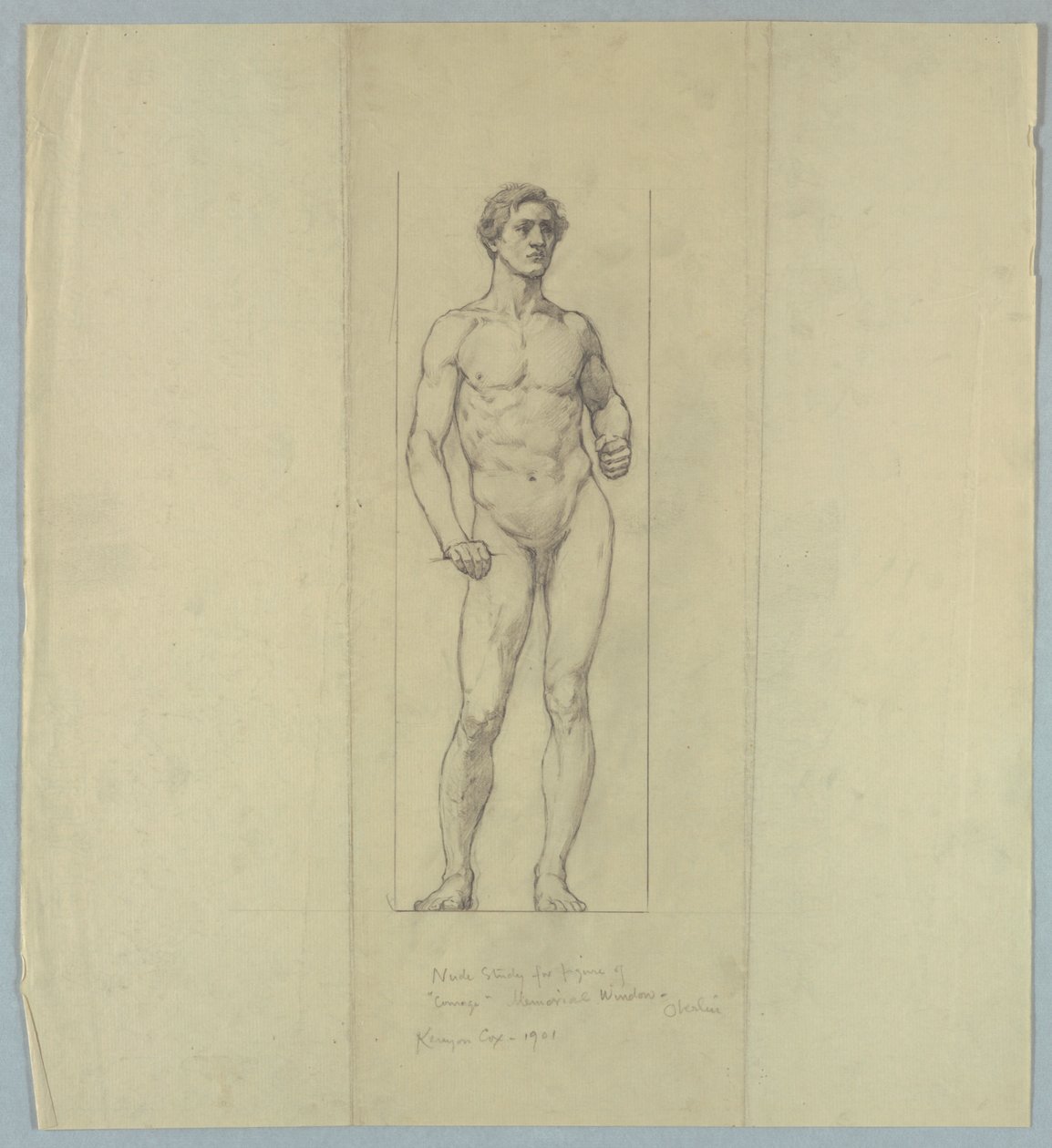 Nakenstudie for figur av "Courage," Memorial Window til Jacob Dolson Cox, Oberlin College av Kenyon Cox