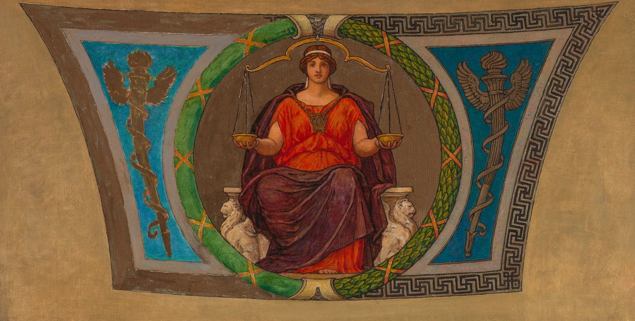 Skisse for Mosaic, Wisconsin State Capital, Justice, ca. 1912. av Kenyon Cox
