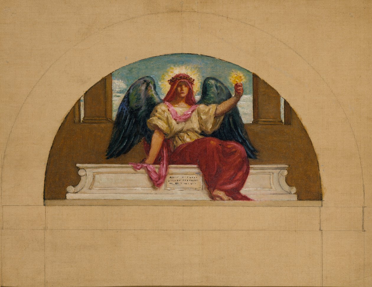 Skisse for veggmaleriet ved Oberlin College, The Spirit of Self-Sacrificing Love, ca. 1914. av Kenyon Cox
