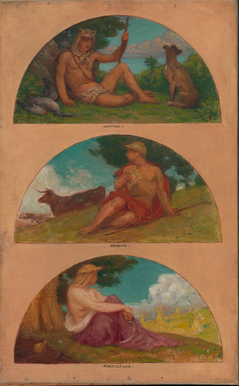 Sivilisasjonens fremgang: Jakt, gjeting, jordbruk..., 1905-1906. av Kenyon Cox