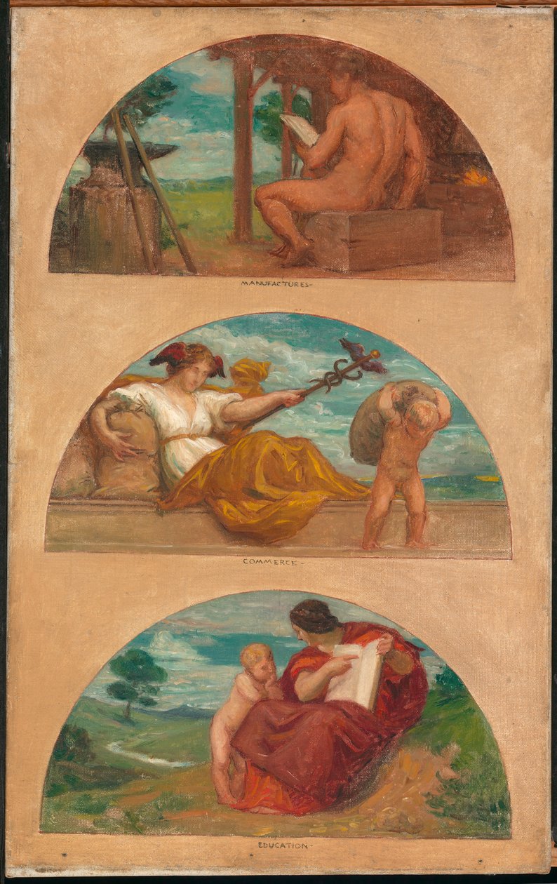 Sivilisasjonens fremgang: Smien, handel og utdanning..., 1905-1906. av Kenyon Cox
