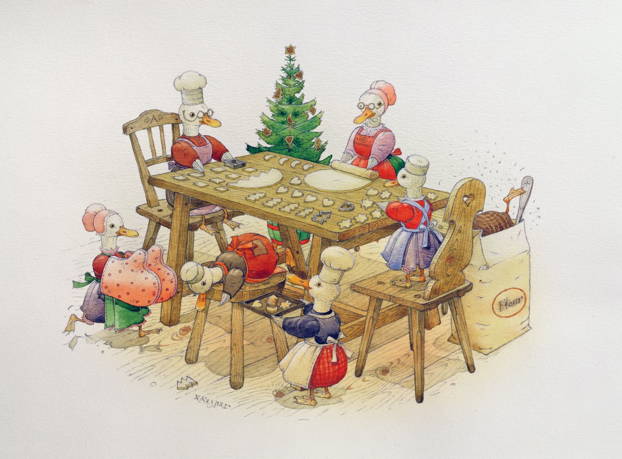 Ducks Christmas, 1999 (wc på papir) av Kestutis Kasparavicius