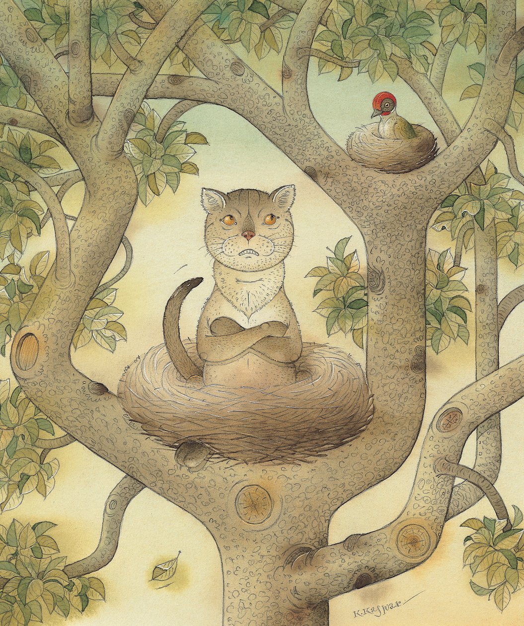 Flying Cat, 1005 (wc på papir) av Kestutis Kasparavicius