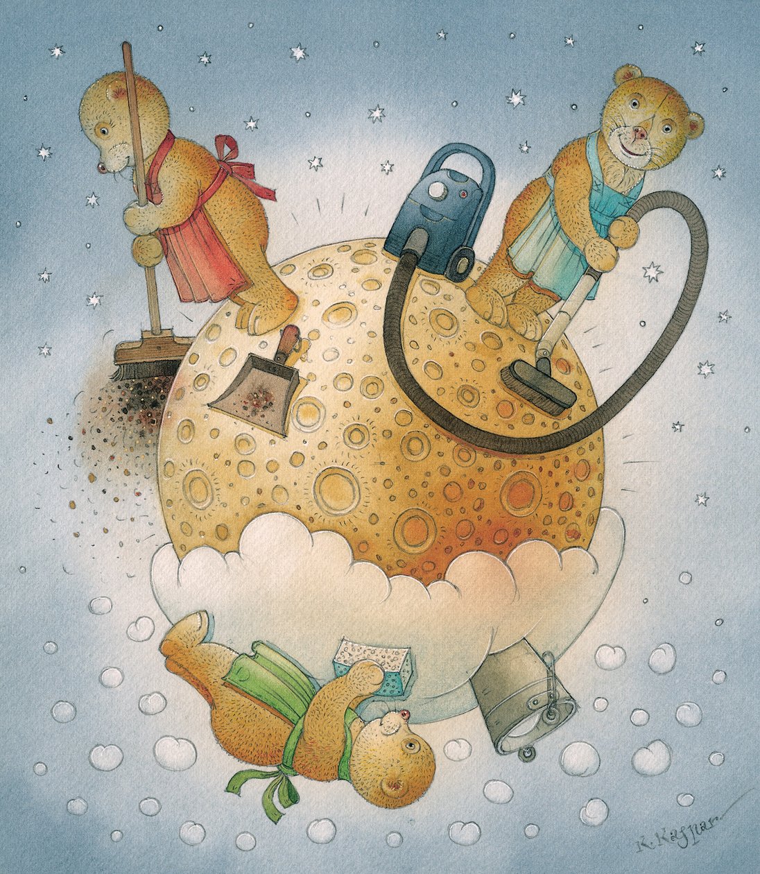 Lunar Bears, 2006 (wc på papir) av Kestutis Kasparavicius
