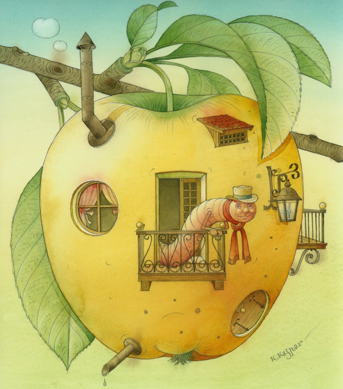 New House, 2006 (wc på papir) av Kestutis Kasparavicius
