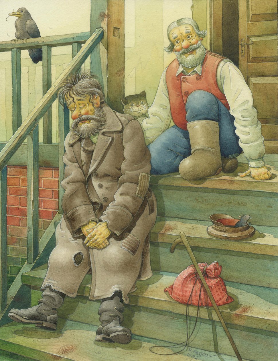 Russian Scene 08, 1994 (wc på papir) av Kestutis Kasparavicius
