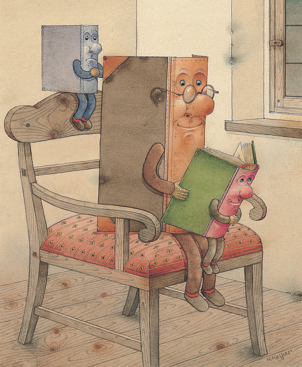 Three Books, 2003 (wc på papir) av Kestutis Kasparavicius