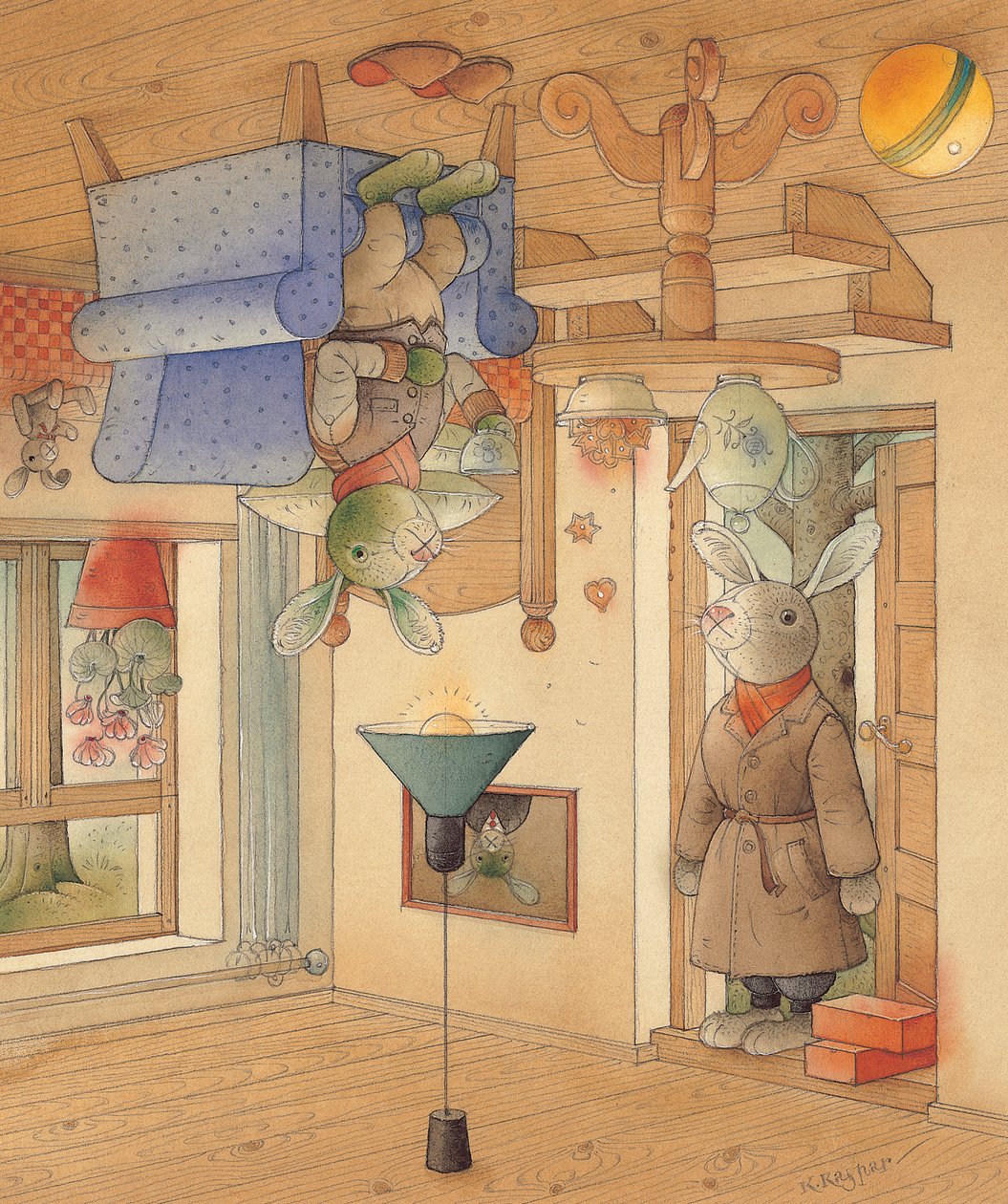 Two Rabbits, 2005 (wc på papir) av Kestutis Kasparavicius