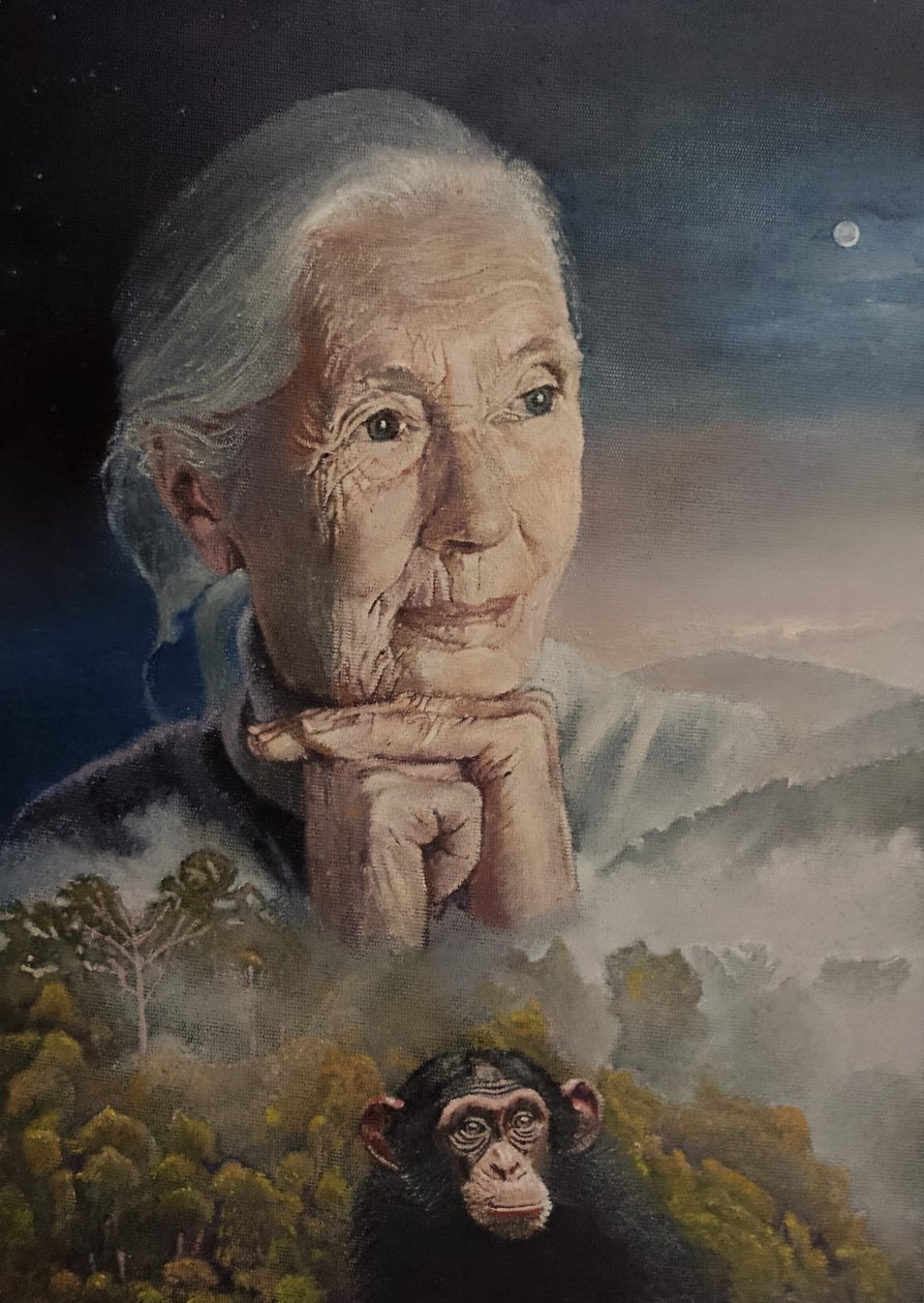 We're All Connected (The Wisdom Of Jane Goodall) (maleri) av Kevin Parrish