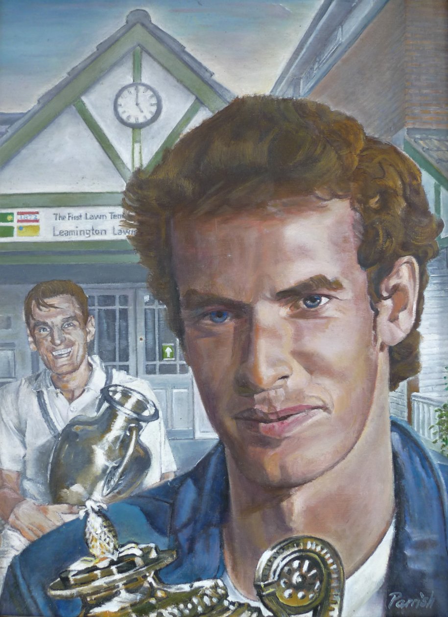 Wimbledon herremestere besøker Leamington Lawn Tennis and Squash Club (maleri) av Kevin Parrish