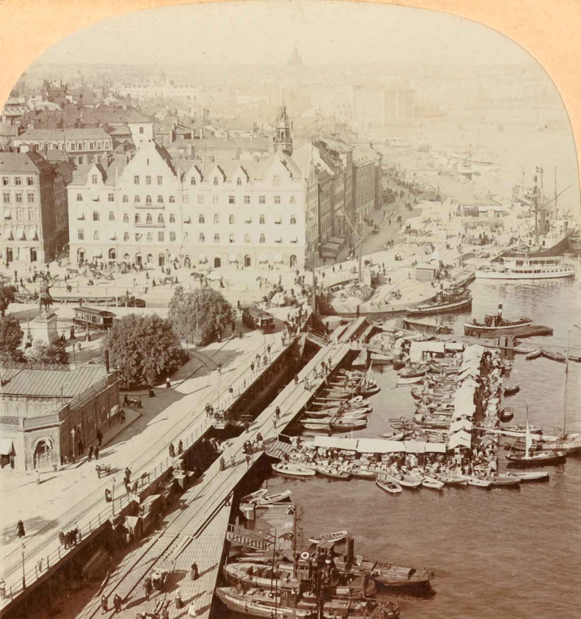 Havn, Stockholm, Sverige, 1901. av Keystone View Company