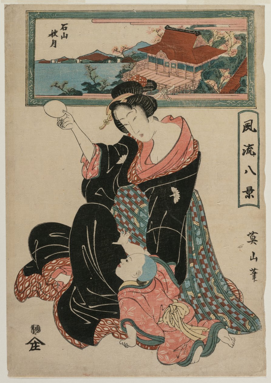Autumn Moon at the Temple Ishiyamadera fra serien Fashionable Eight Views, ca. 1814-17. av Kikugawa Eizan
