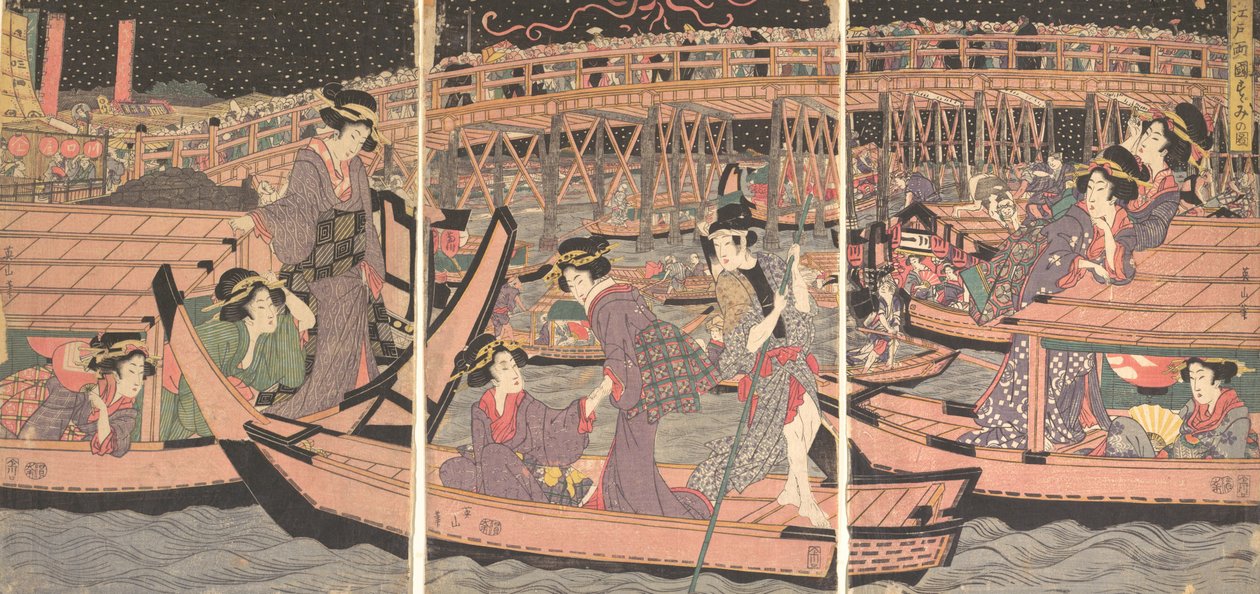 Avkjøling på Ryogoku i Edo, tidlig på midten av 1800-tallet av Kikugawa Eizan
