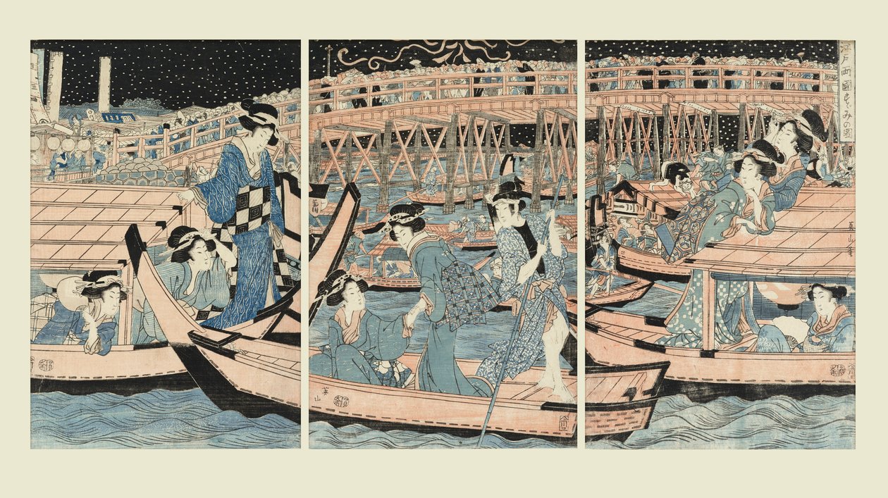 Avkjøling ved Ryogoku-broen av Kikugawa Eizan
