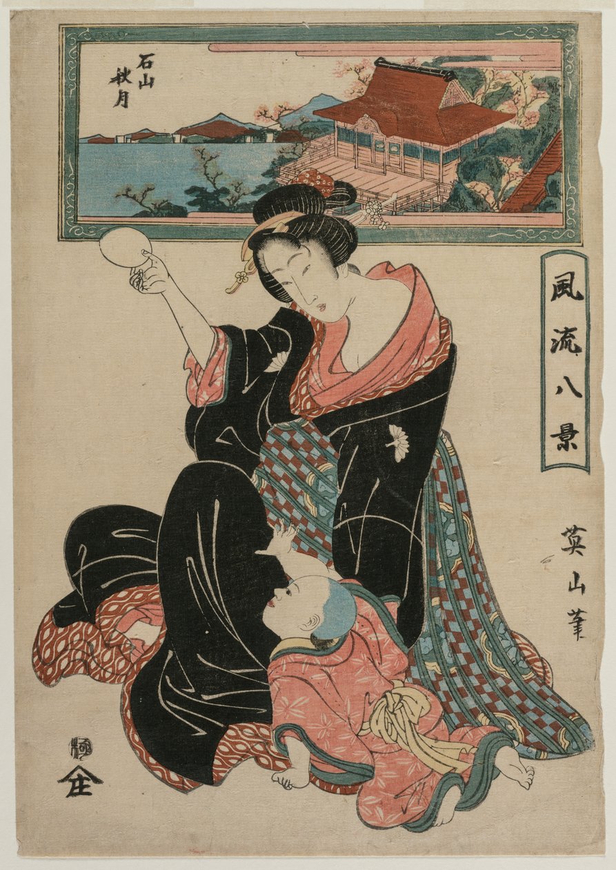 Autumn Moon at the Temple Ishiyamadera fra serien Fashionable Eight Views av Kikukawa Eizan