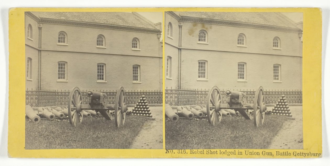 Rebel Shot innlosjert i Union Gun, Battle Gettysburg, 185575. Skapere: Kilburn Brothers, BW Kilburn. av Kilburn Brothers, BW Kilburn