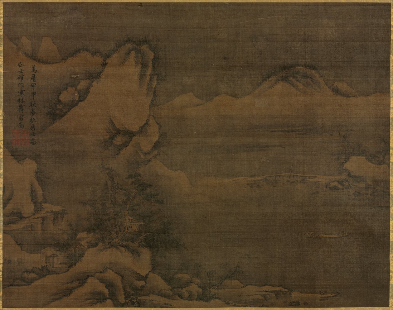 Snølandskap med figurer, 1584. av Kim Si